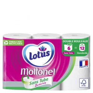 Papier toilette moltonel sans tube x6 - LOTUS