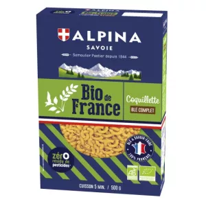 Pâtes coquillettes blé complet BIO 500g - ALPINA SAVOIE