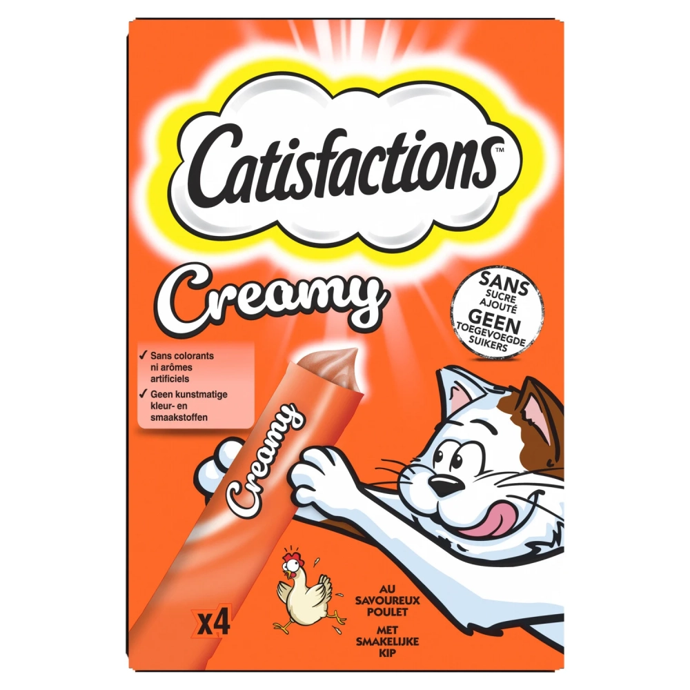 Friandise pour chat au poulet Creamy 4x10g - CATISFACTIONS