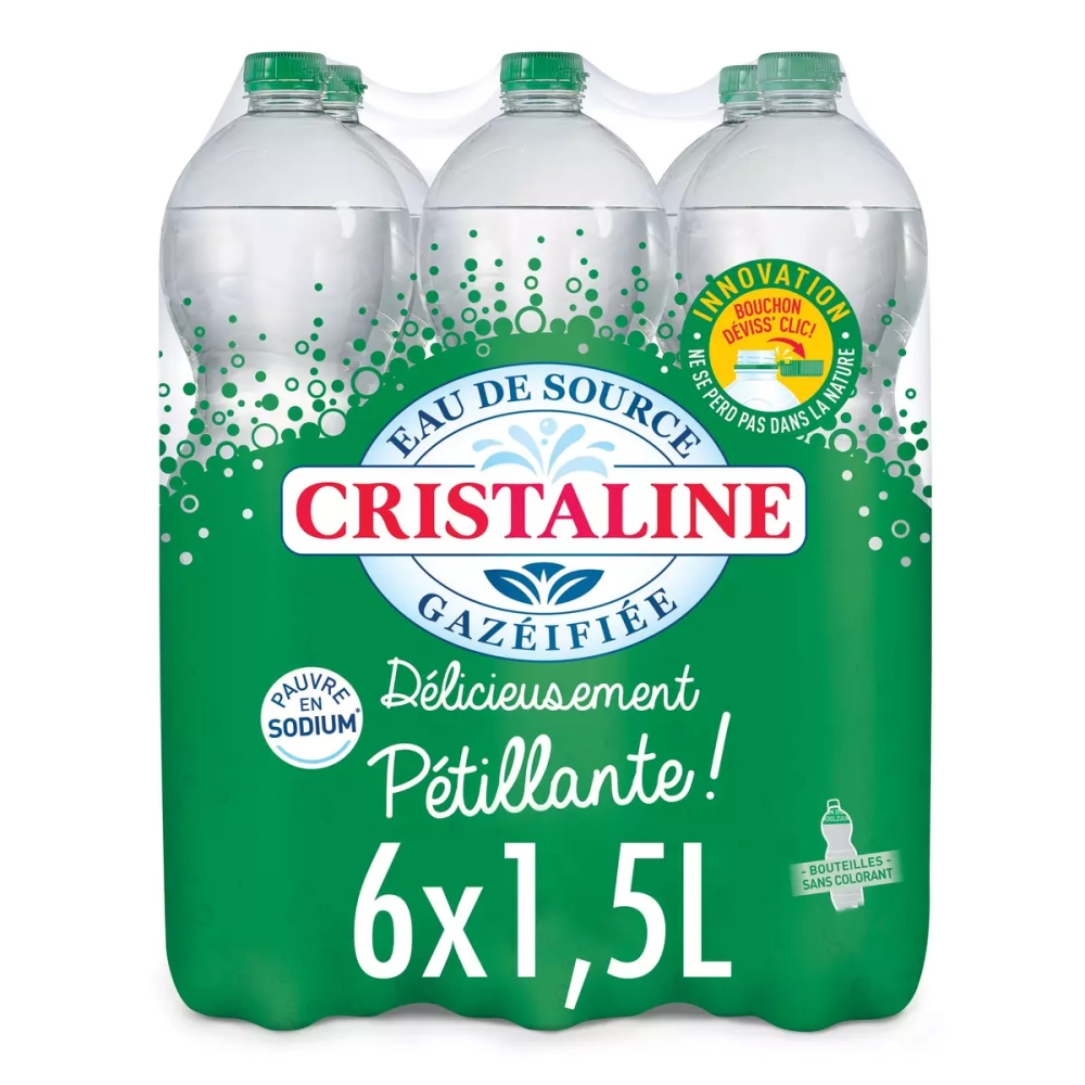 Eau pétillante Pet 1,5l - Cristaline